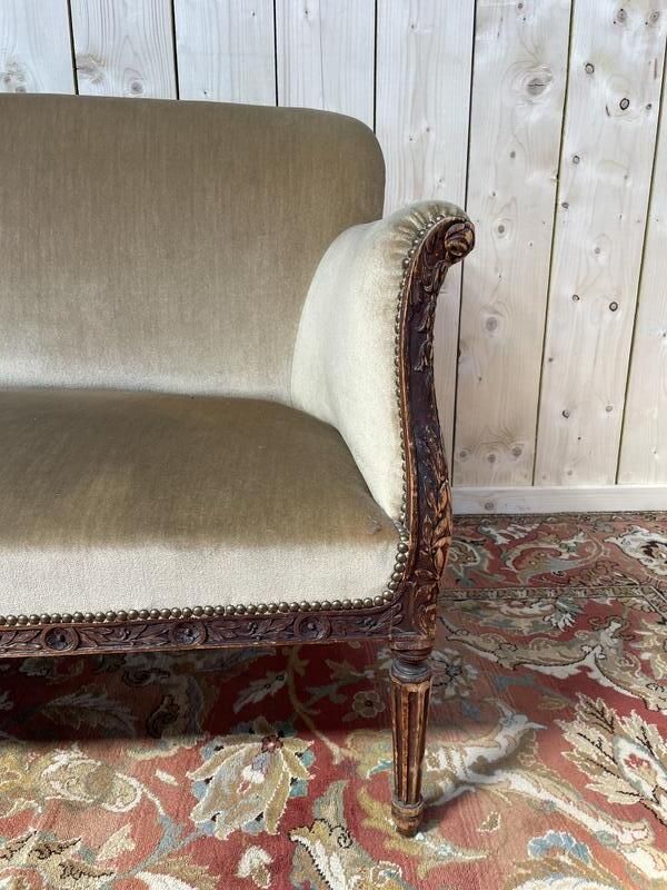 Canapé   Banquette De Style Louis XVI En Velours Marron Glacé photo furniture