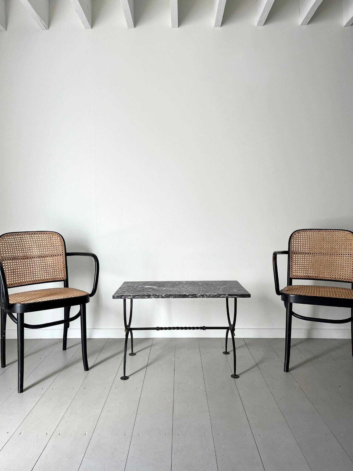 Mid Century Marble Coffee Table With Neoclassical Design And X Frame Curule Iron Base And Legs, French 1960s photo Furniture
