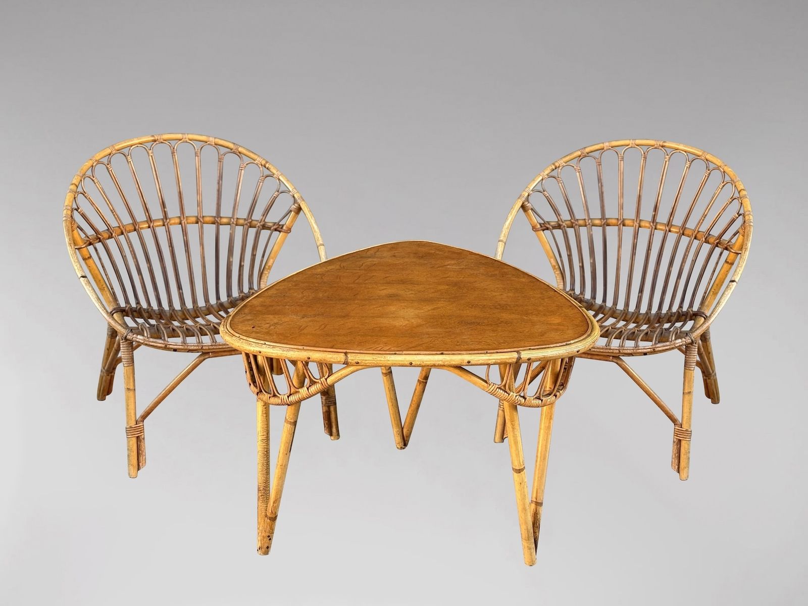 Mid Century French Bamboo & Rattan Coffee Table photo 340.0