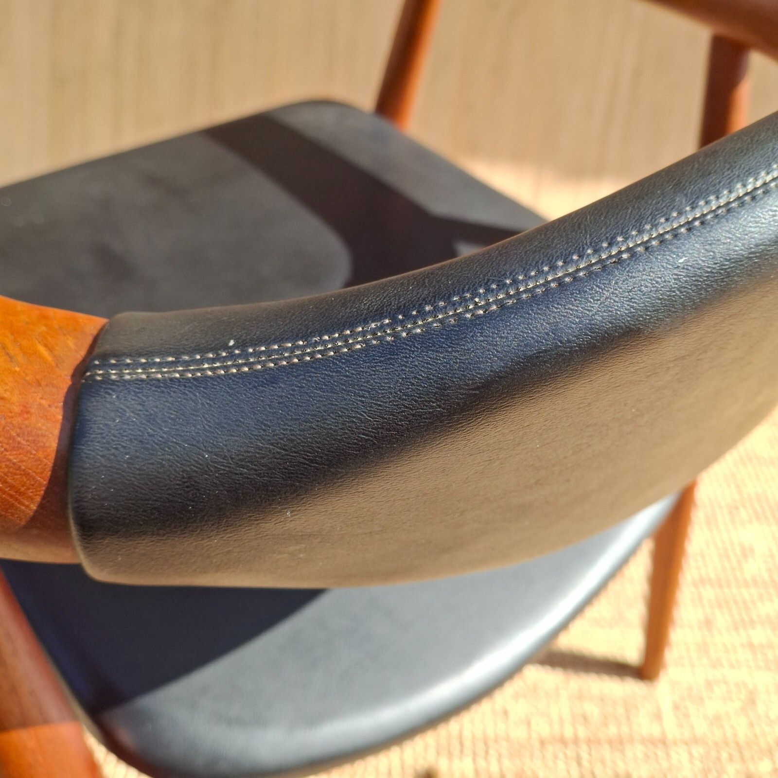 Furniture Fab Mid Century Danish 1960s Erik Kirkegaard For Glostrup Teak Black Armchair photo