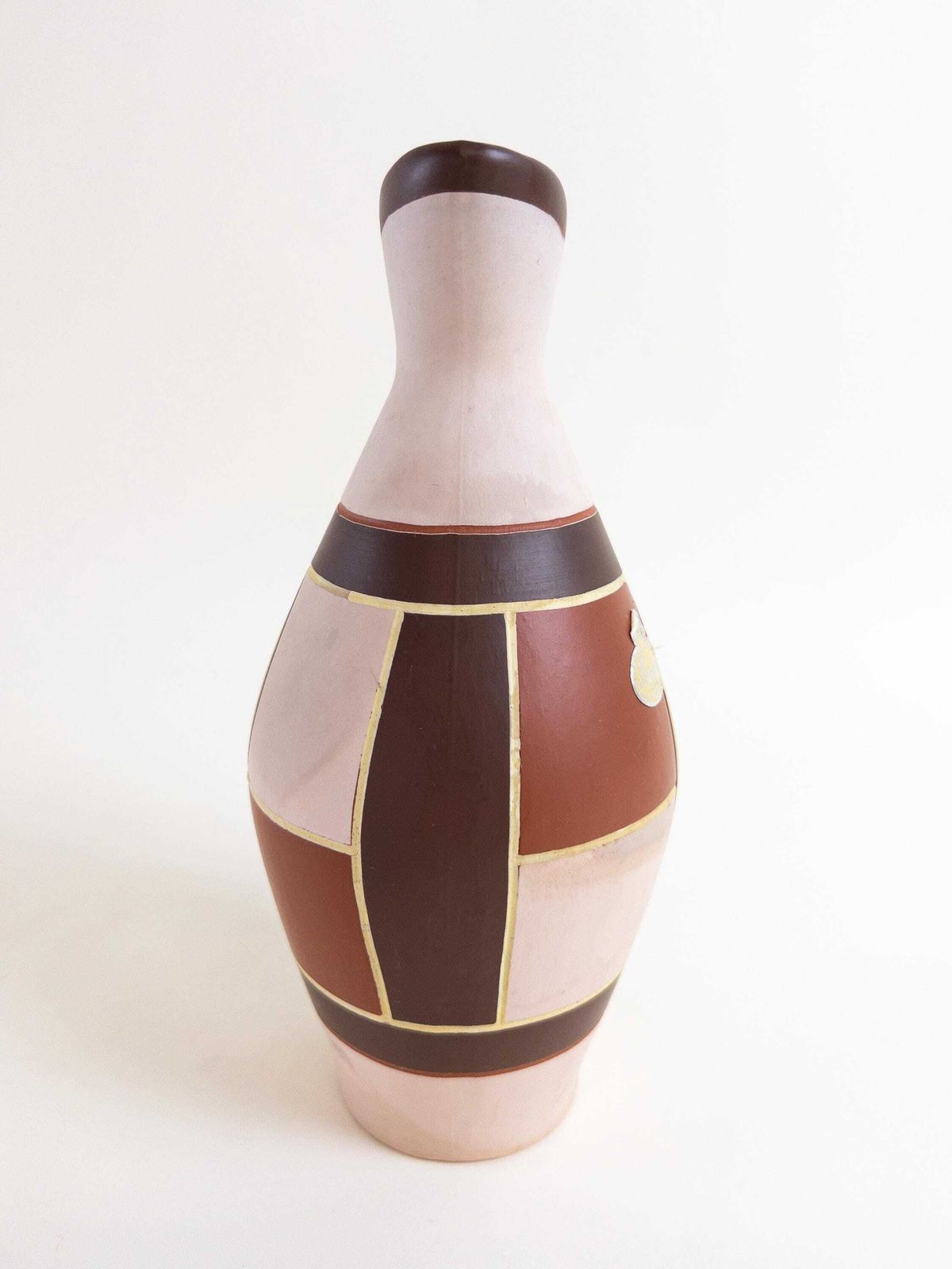 Sawa Keramik Vase With Handle   1950s Mid Century West German Pottery   Sgraffito Terracotta Pottery photo vintage