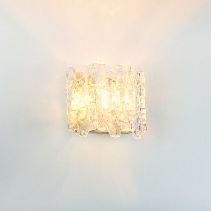 Pair Of Mid Century Ice Glass Wall Lamps By J.T. Kalmar For Kalmar Franken, Austria, 1960s photo 780.0