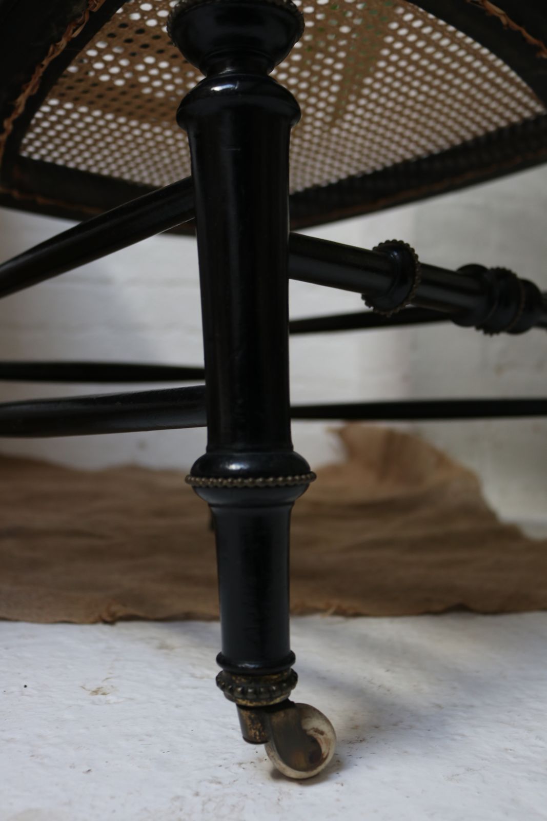 Antique Black Rattan Nursing Chair photo vinterior