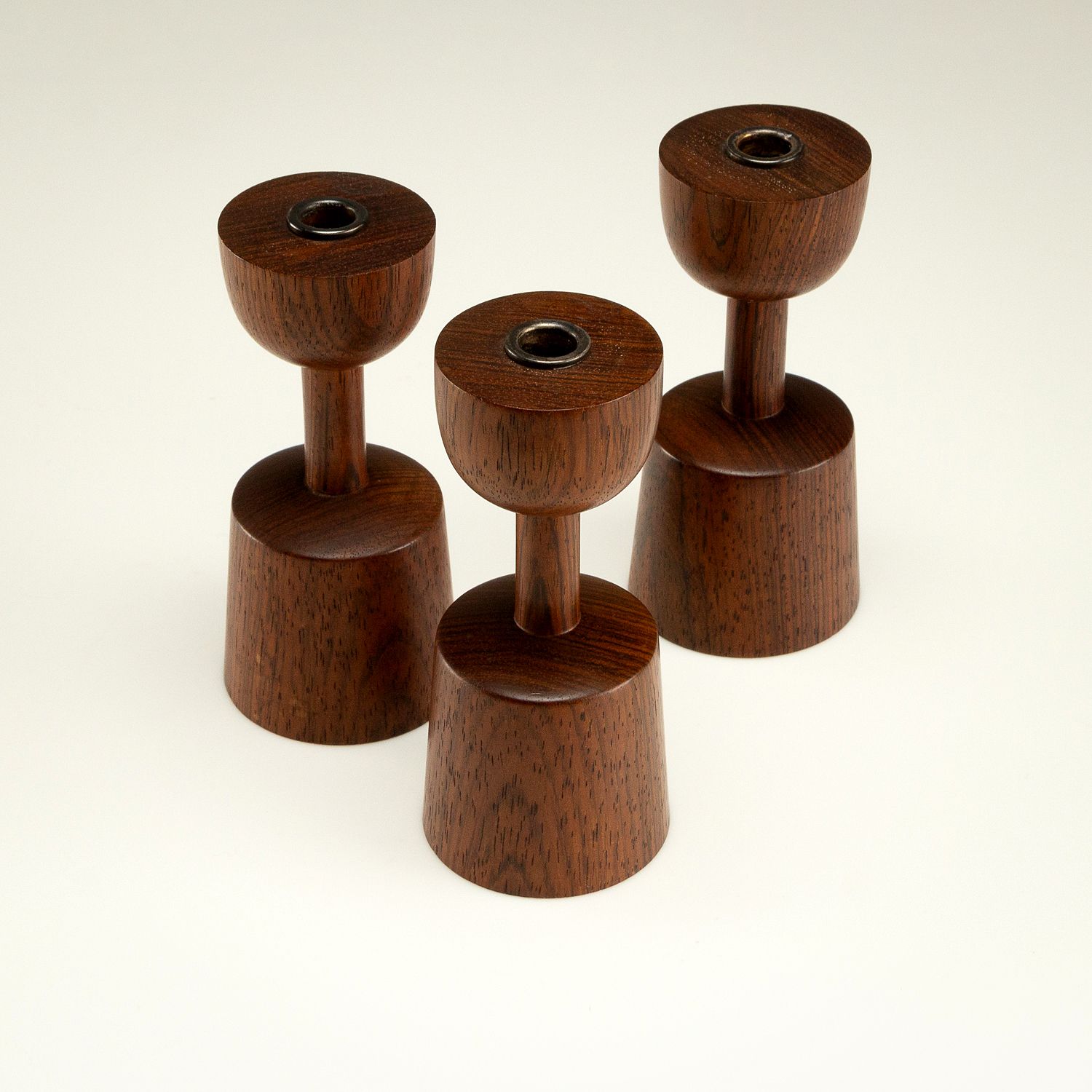 photo vinterior Set Of 3 Rosewood Candlesticks By Laurids Lønborg, Denmark, 1960s