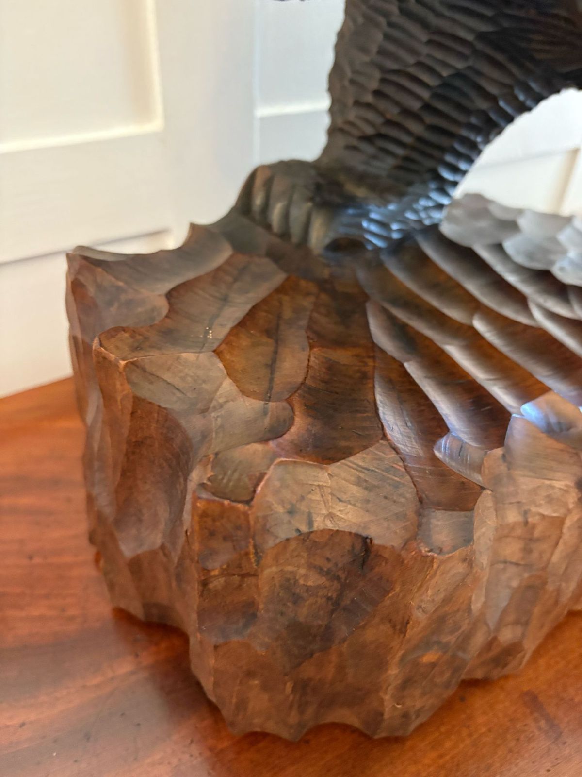 Large Antique Quality Carved Linden Wood Japanese Bear Carrying A Fish photo vintage