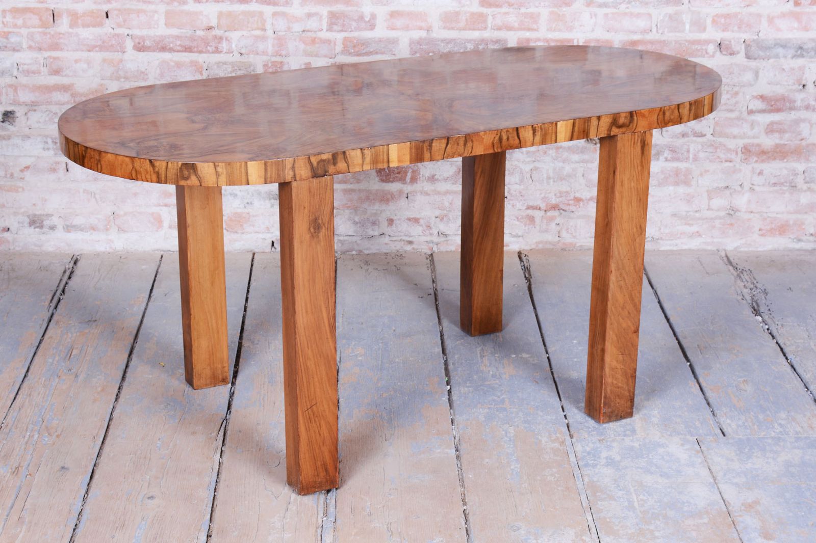 Restored Art Deco Table, Caucasian Walnut, Revived Polish, Czech, 1930s photo 1650.0