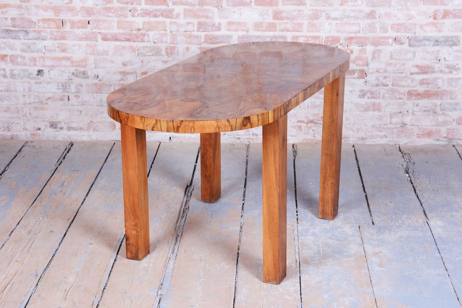 Restored Art Deco Table, Caucasian Walnut, Revived Polish, Czech, 1930s photo vintage