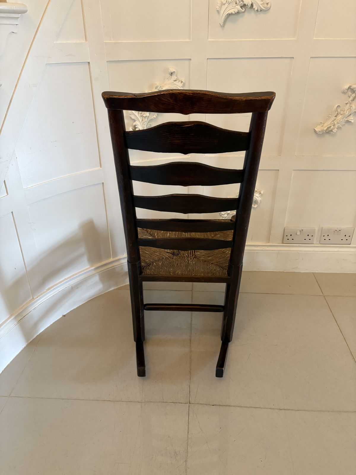 Unusual 18th Century Antique Oak Ladder Back Rocking Chair photo vinterior
