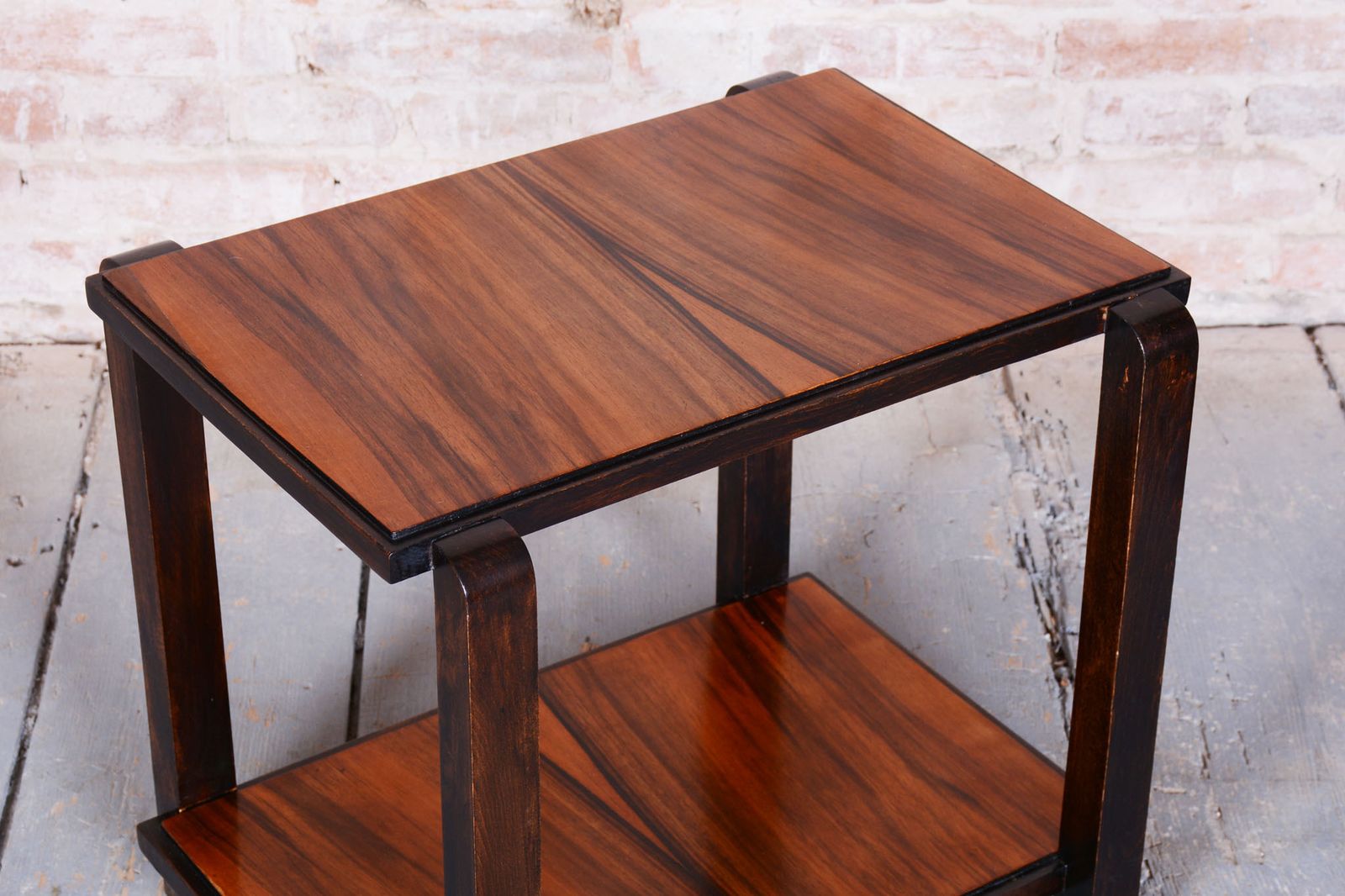 photo for sale Restored Art Deco Coffee Table, Beech, Walnut, Revived Polish, France, 1930s