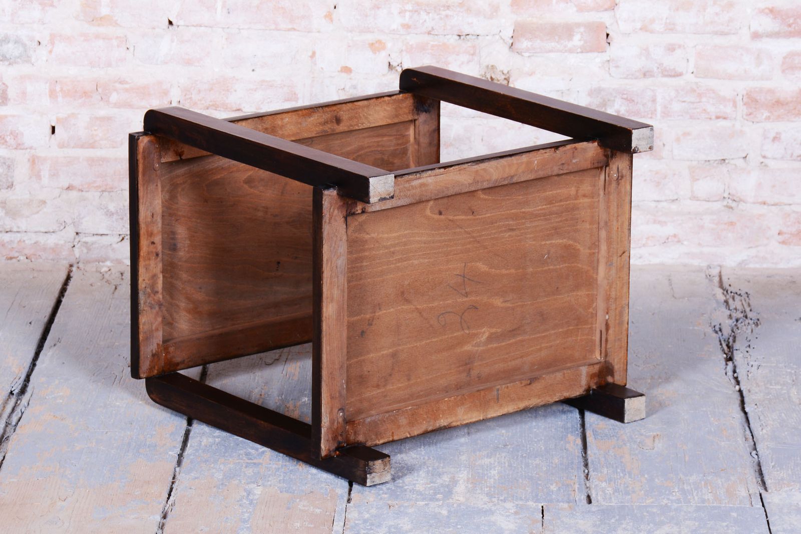 Furniture Restored Art Deco Coffee Table, Beech, Walnut, Revived Polish, France, 1930s photo