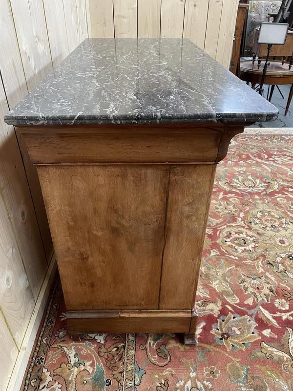 Commode époque Louis Philippe En Acajou Clair Et Marbre Gris photo vinterior