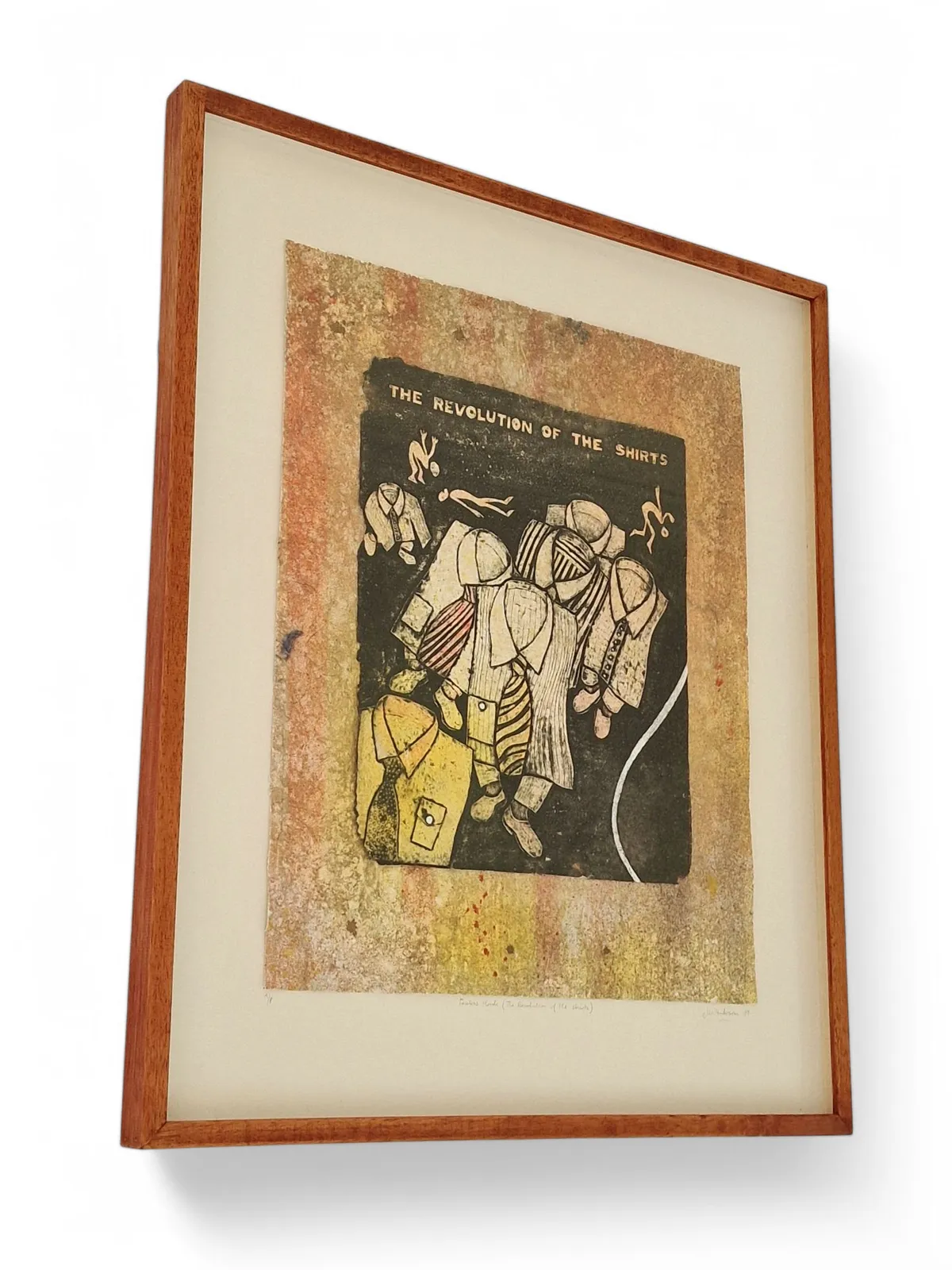 photo for sale Rare Artist's Proof, Jim W Anderson Re, "Faceless Horde (The Revolution Of The Shirts)", Collagraph On Handmade Paper, Framed,1989