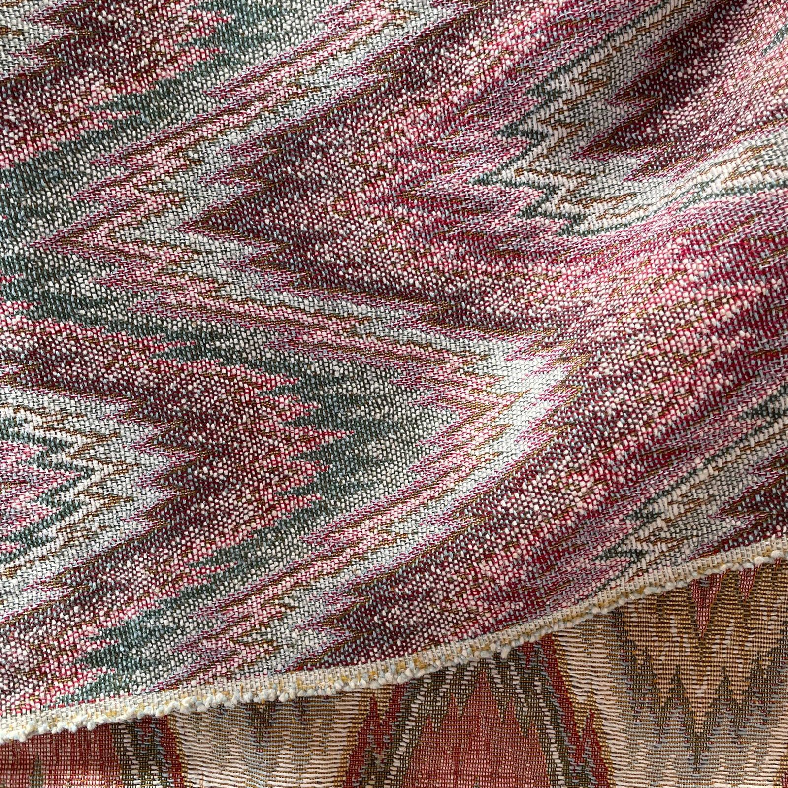 Vintage Woven Fabric 224x134cm Wavy Pattern Muted Colours Waves Tapestry 60's 70's Retro Pink Craft Traditional Cloth Weave Upholstery photo buy