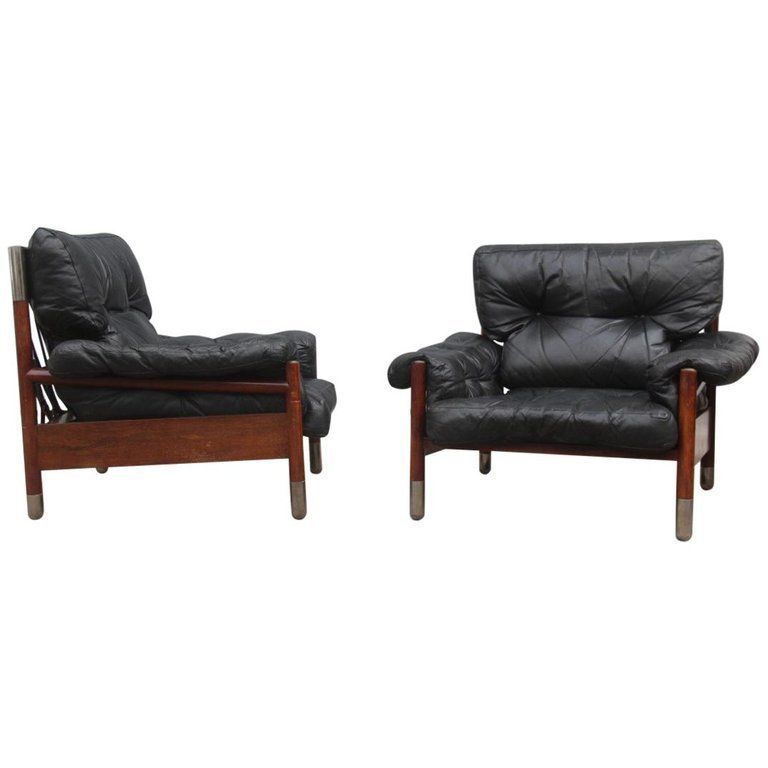 Sormani Carlo De Carli Pair Of Armchairs Black Leather Italian Design, 1960s photo furniture