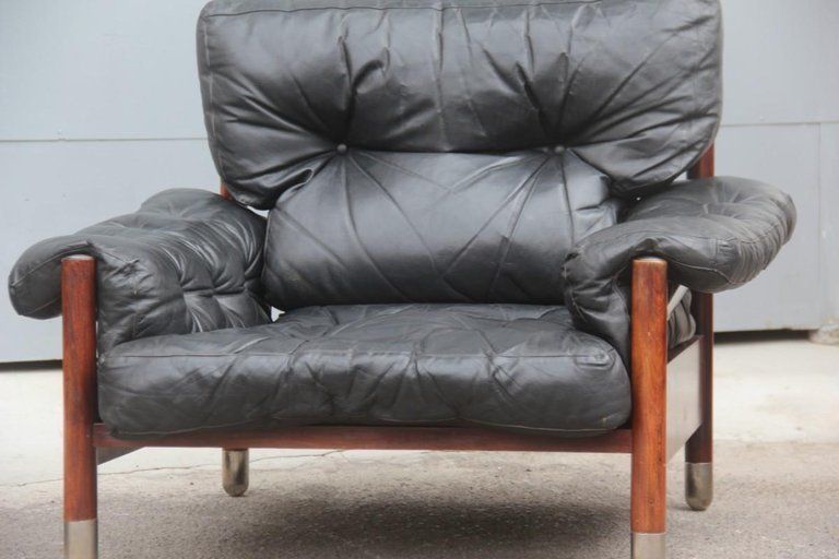 Sormani Carlo De Carli Pair Of Armchairs Black Leather Italian Design, 1960s photo vinterior