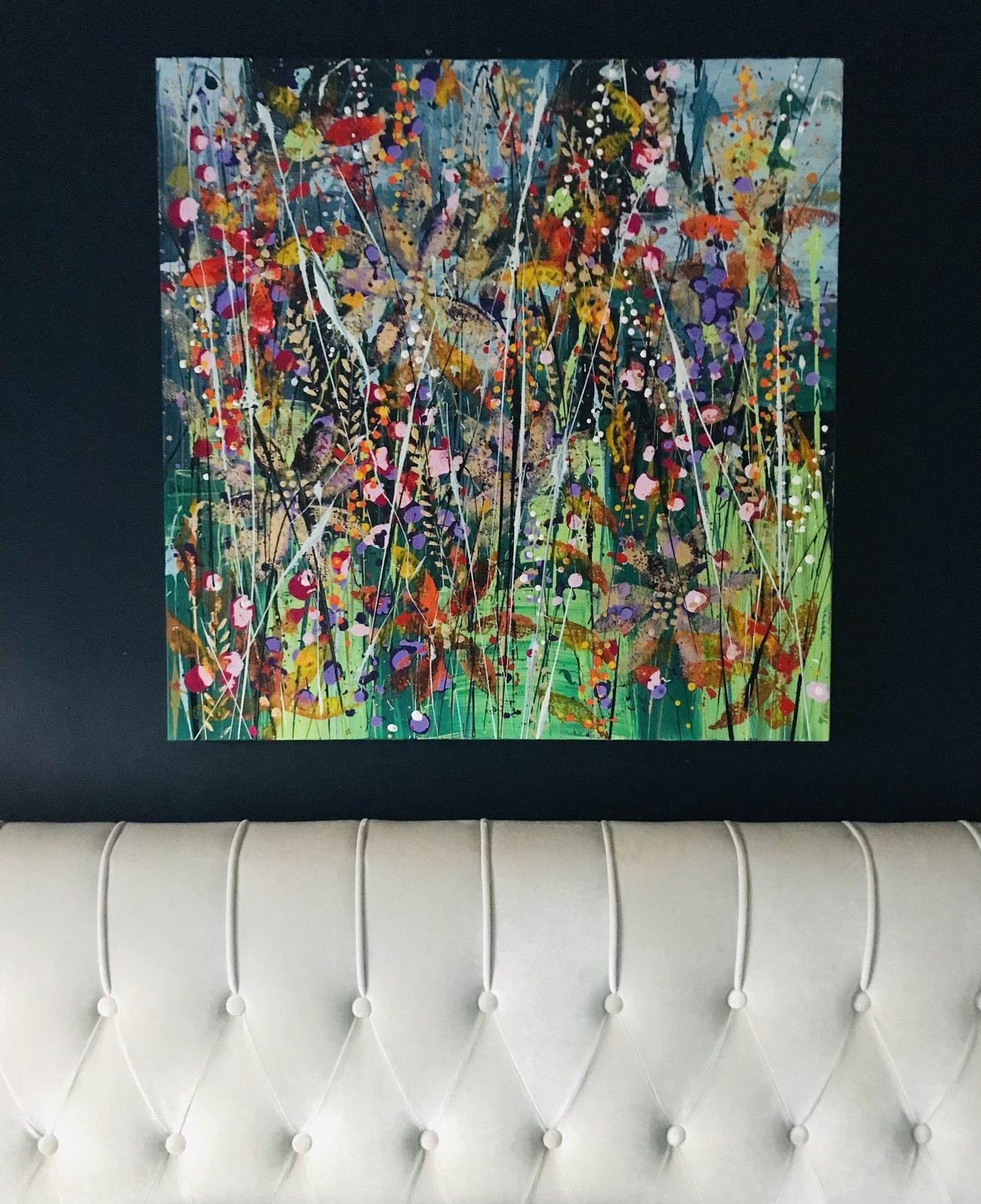 Sally..Hand Painted On A Up Cycled Deep Framed Linen Canvas 80cm X 80cm