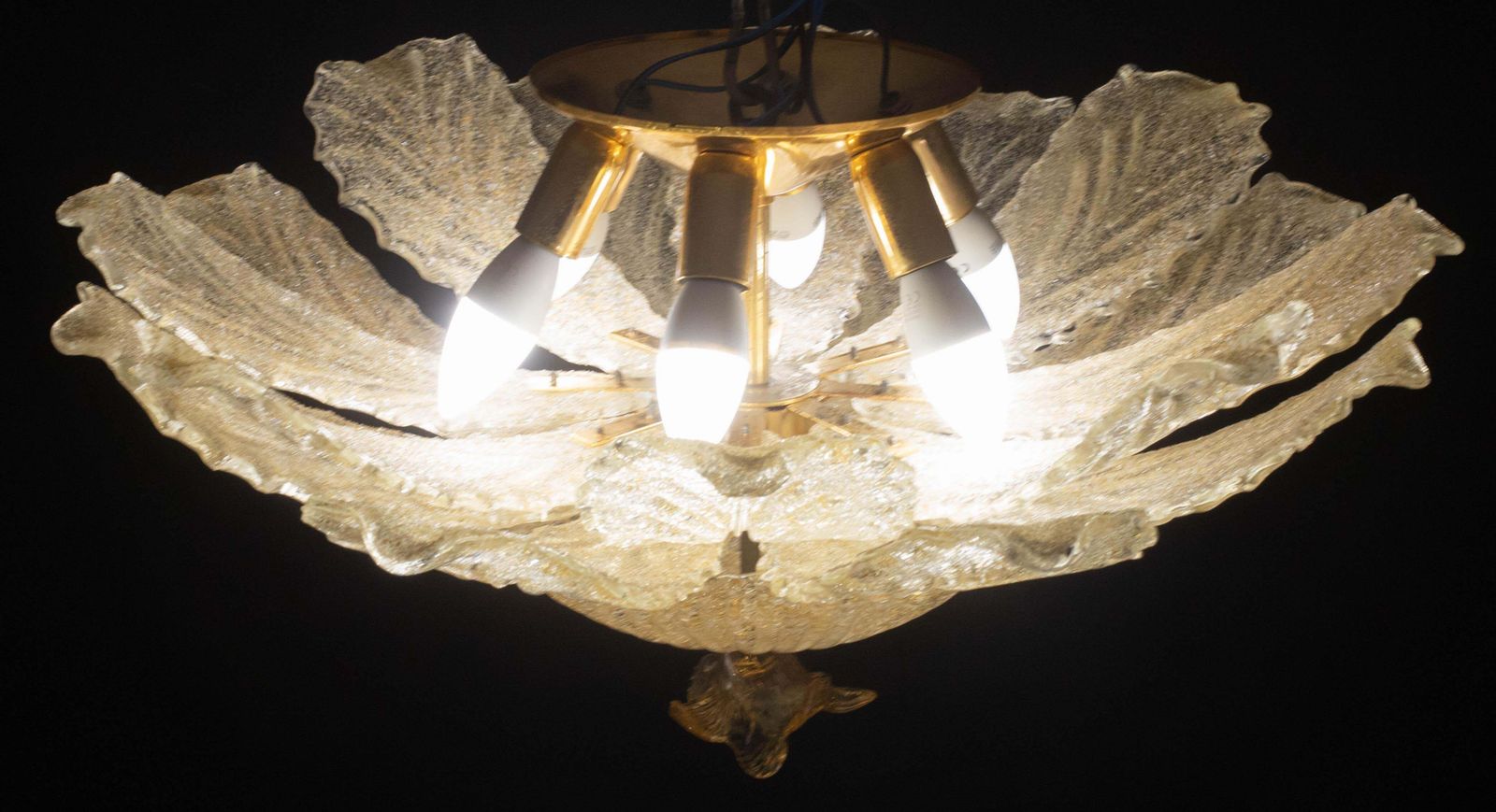 Portofino, Murano Glass Gold Flush Mount, 1970s photo Lighting