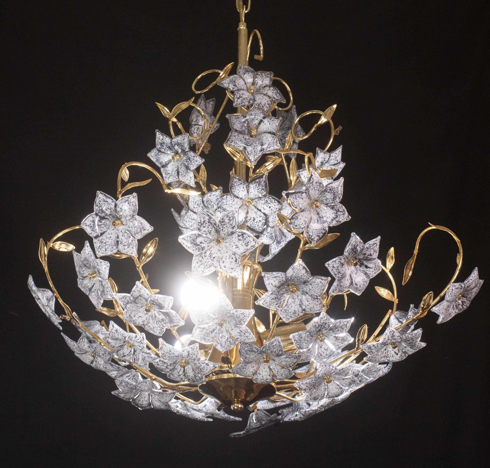 Fantastic Rare Murano Chandelier Full Of Black Flowers, 1970s photo furniture