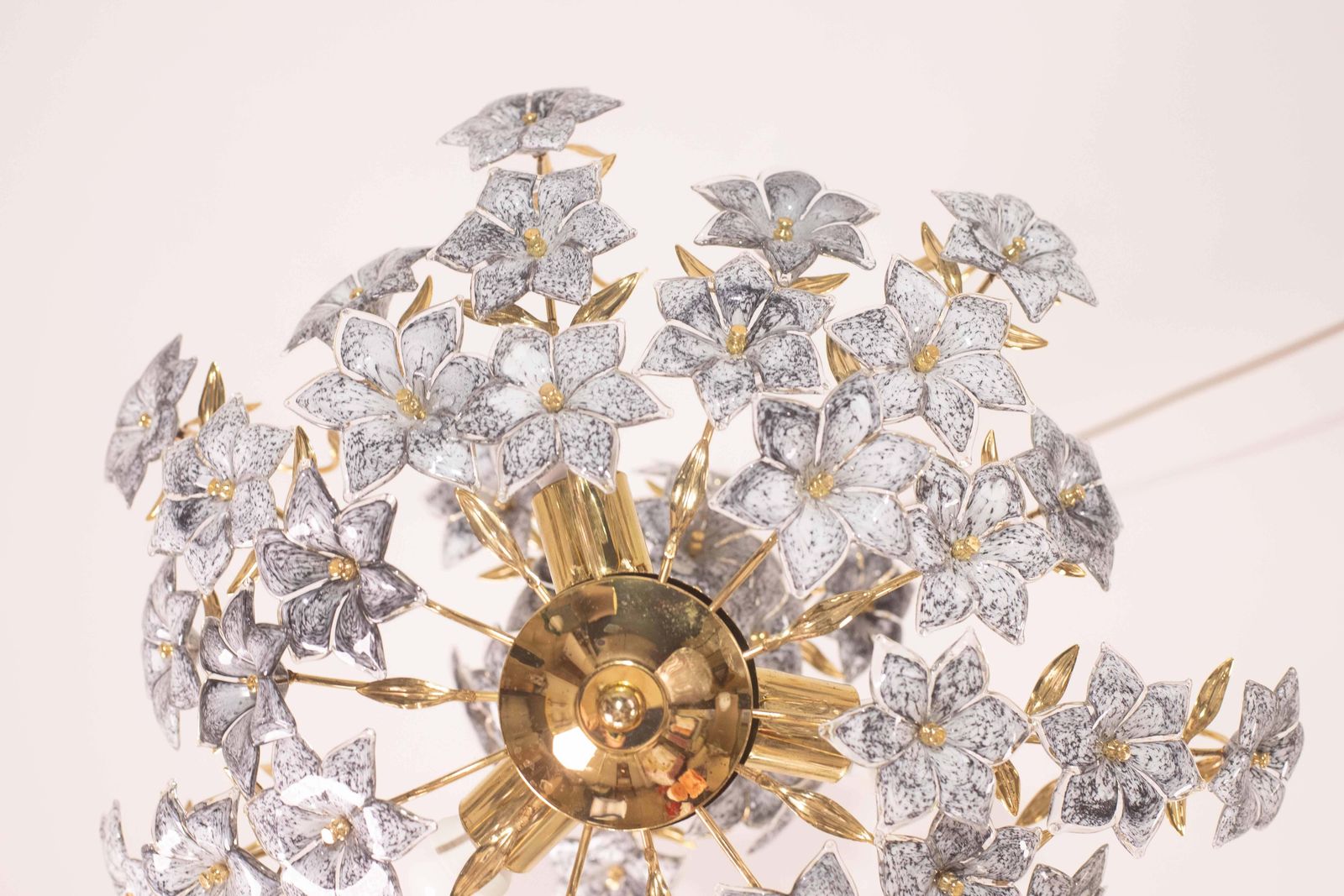 photo buy Fantastic Rare Murano Chandelier Full Of Black Flowers, 1970s