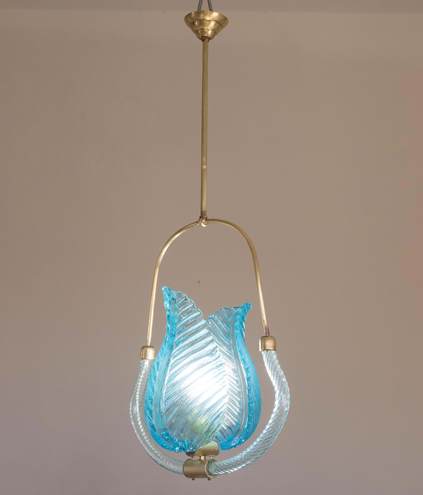 Lovely Blue Art Decò Barovier E Toso Pendant Light, 1930s photo furniture