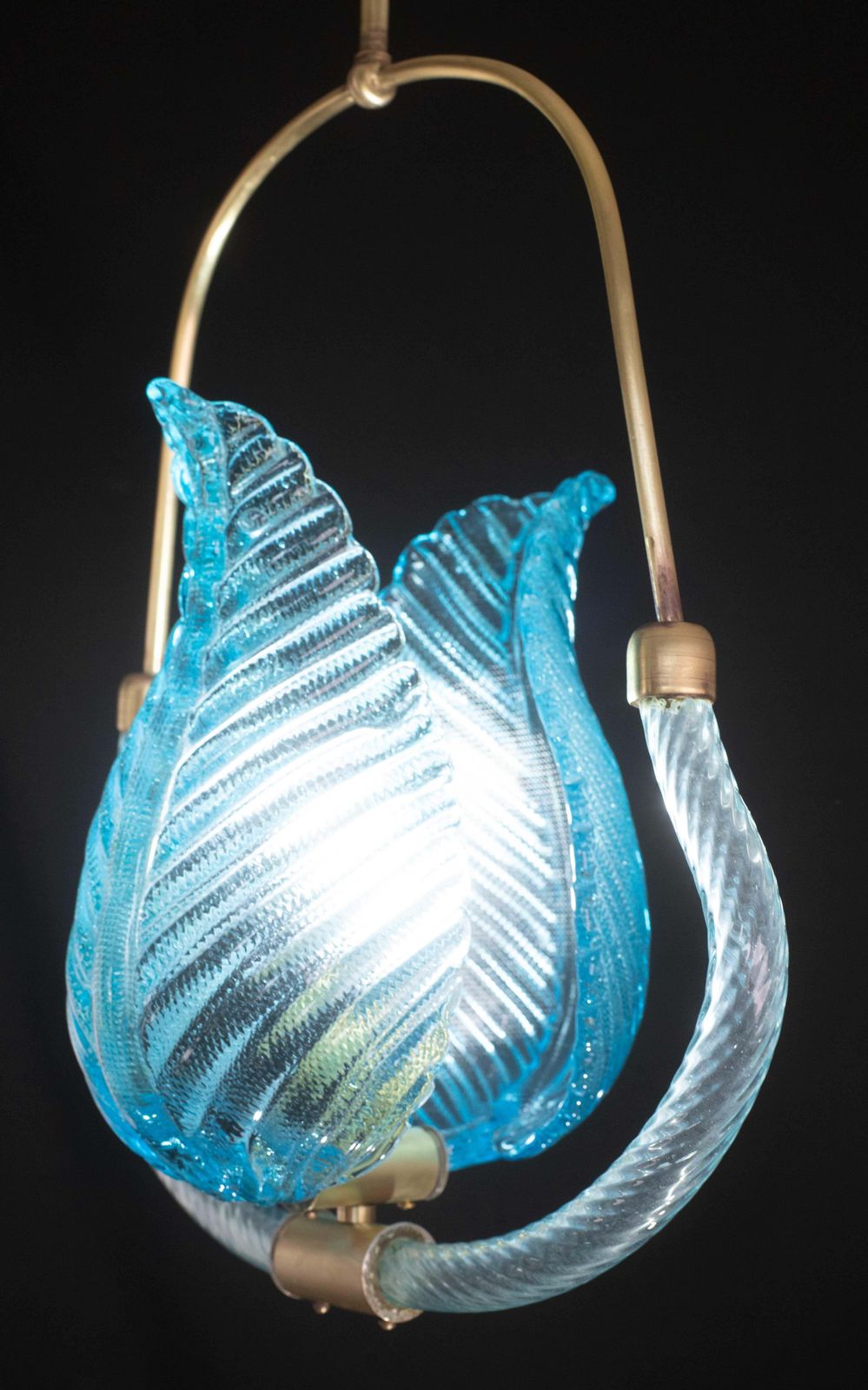 photo furniture Lovely Blue Art Decò Barovier E Toso Pendant Light, 1930s