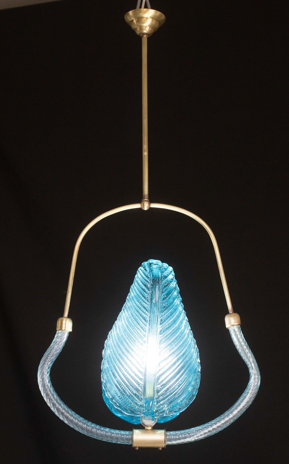 photo vinterior Lovely Blue Art Decò Barovier E Toso Pendant Light, 1930s