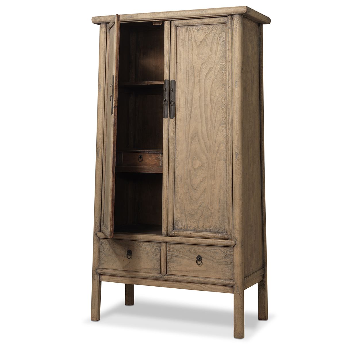 Large Tapered Natural Elm Cabinet photo for sale
