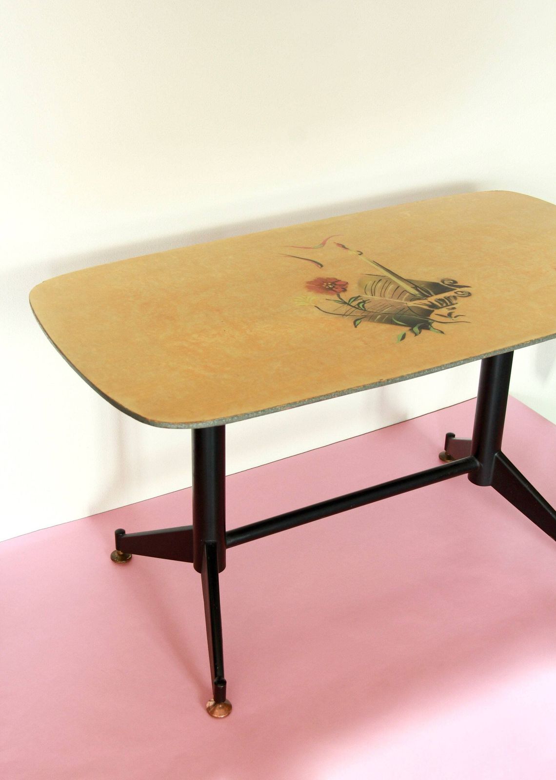 Isotta, Mid Century Hand Painted Coffee Table, Italy, 1950s photo for sale