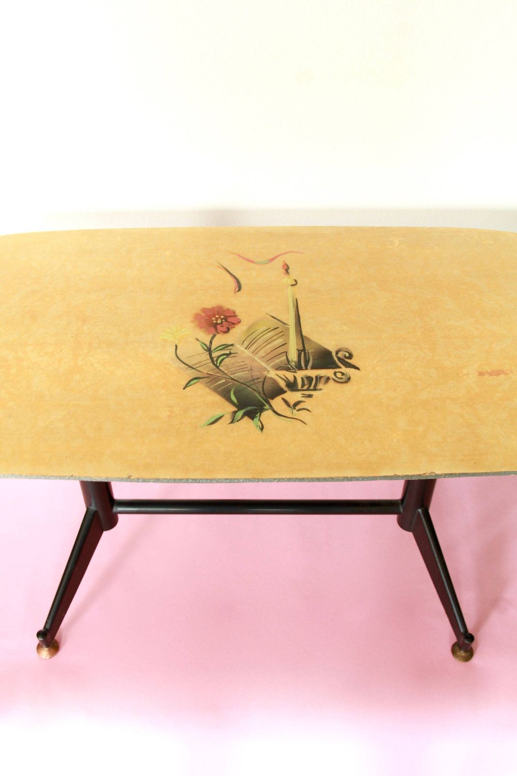 Isotta, Mid Century Hand Painted Coffee Table, Italy, 1950s photo buy
