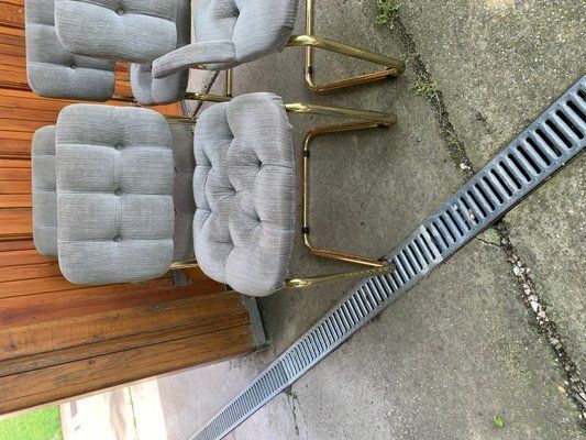 Furniture Vintage Italian Dining Chairs In Brass, 1970s, Set Of 4 photo