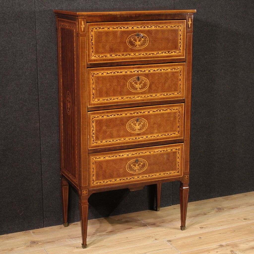 20th Century Louis XVI Style Inlaid Chest Of Drawers