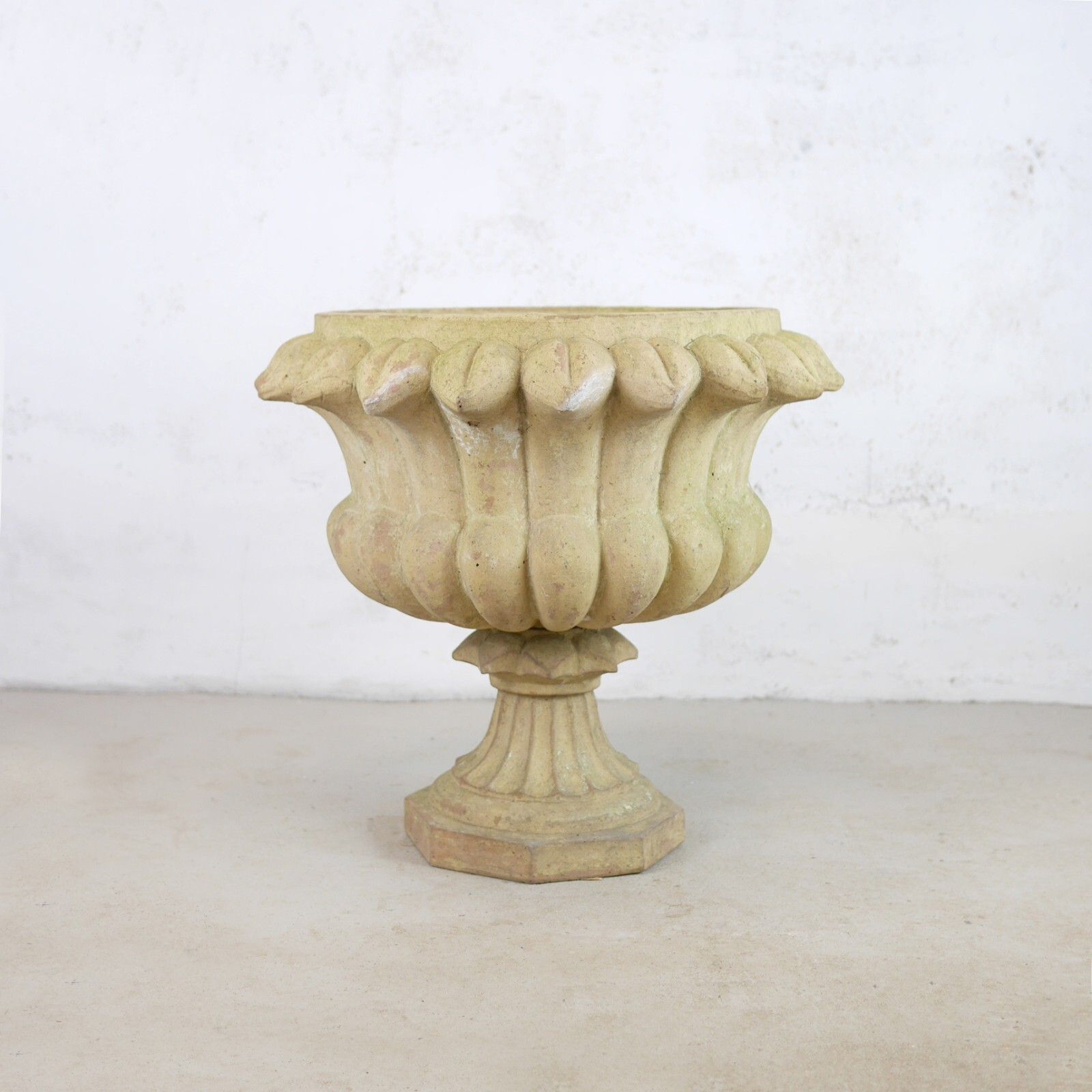 Large Weathered Buff Terracotta Garden Urn Tazza Planter #101477