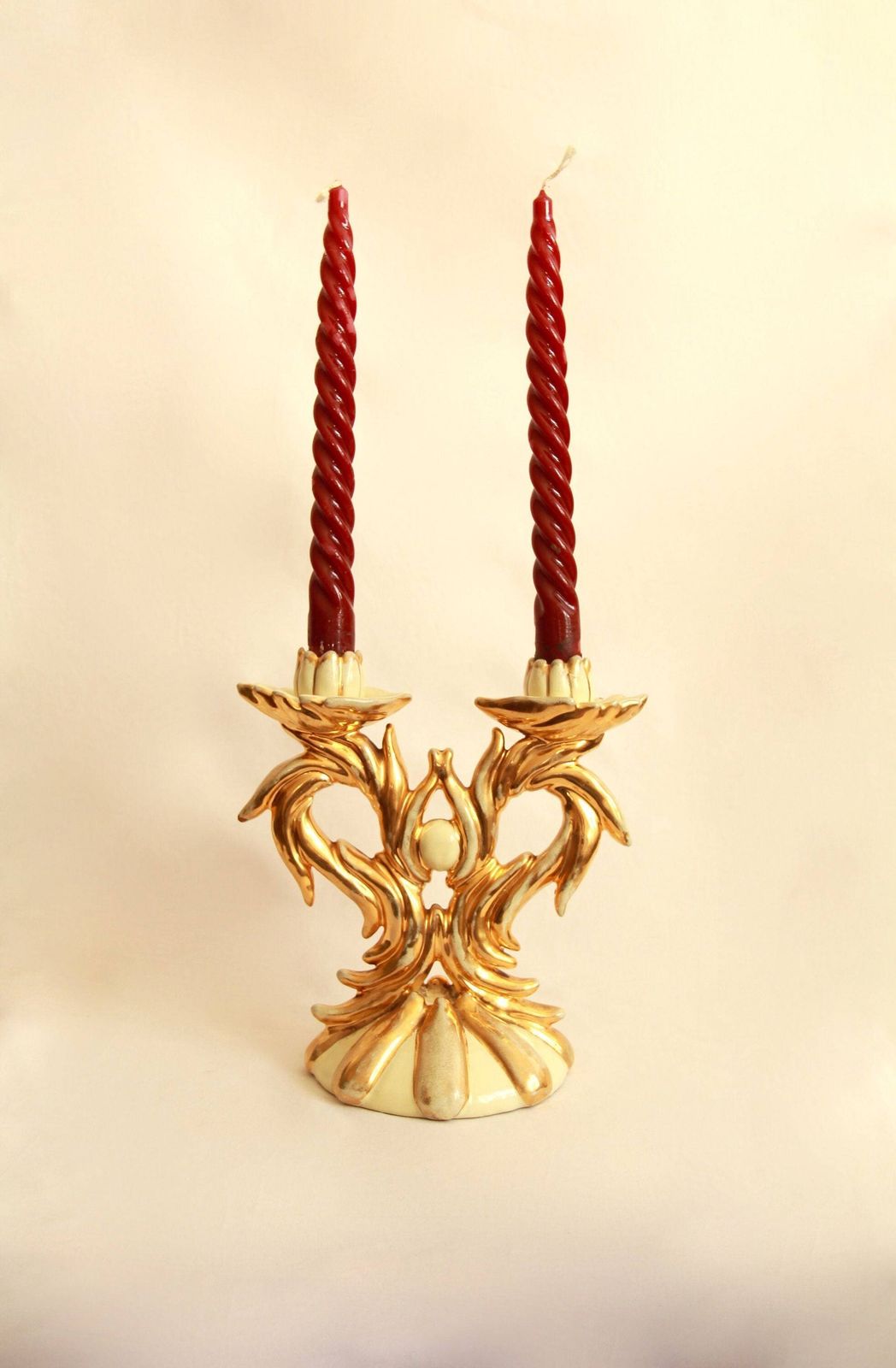 Orotidarei, Art Déco Ceramic Candle Holder, Italy, 1940s