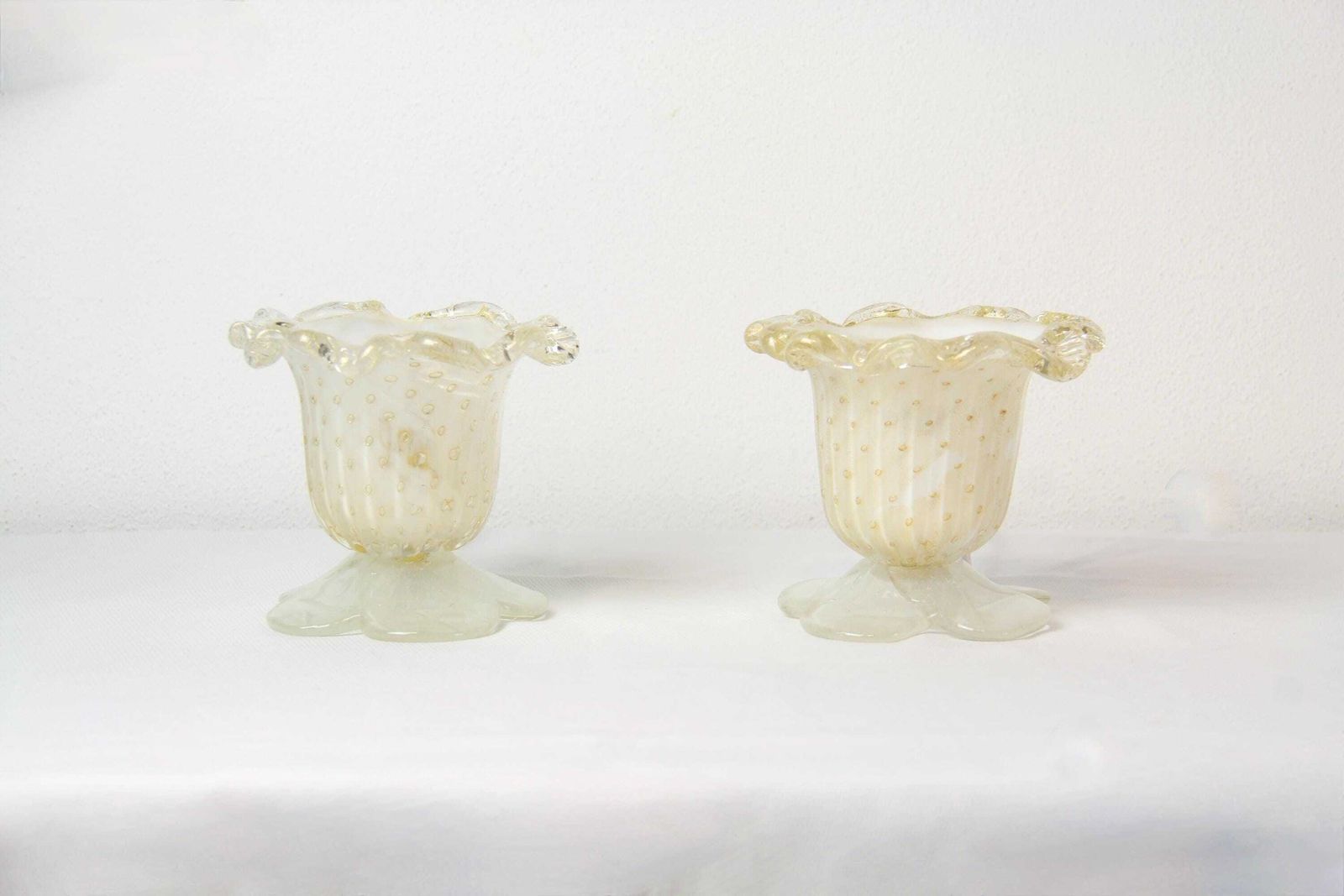 Bottondoro, Murano Gold Barovier Table Lamps, Set Of 2, Italy, 1980s photo for sale