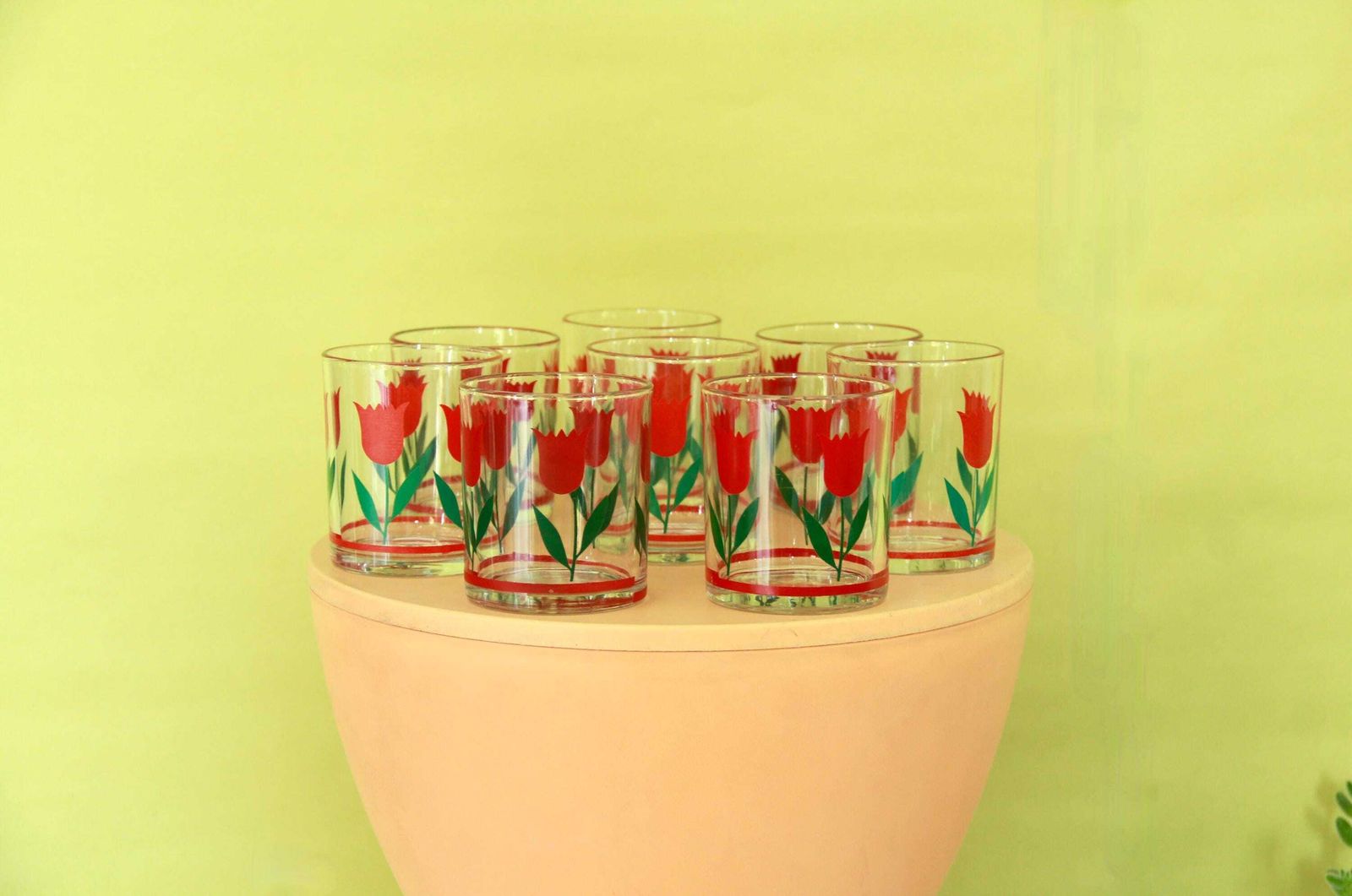 Tulipani, Vintage Tulip Glasses, Set Of 8, Italy, 1970s photo Home Decor