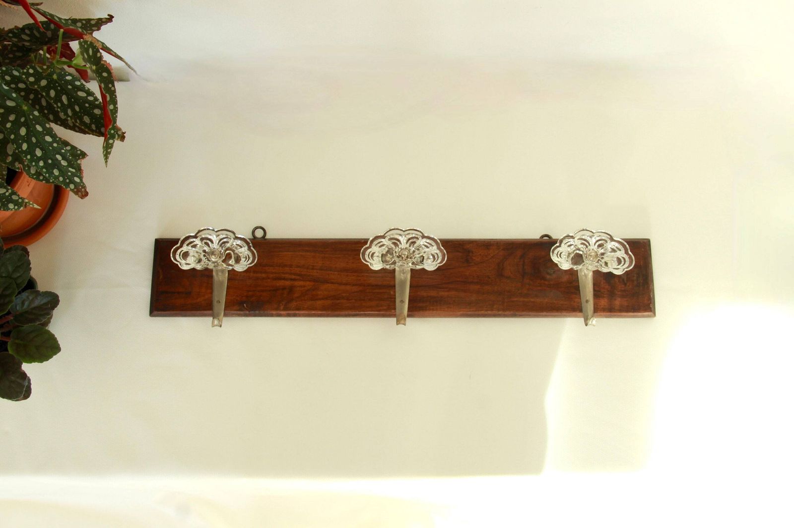 Trefiori, Antique Mid Century Glass And Wood Coat Rack, Italy, 1940s photo furniture