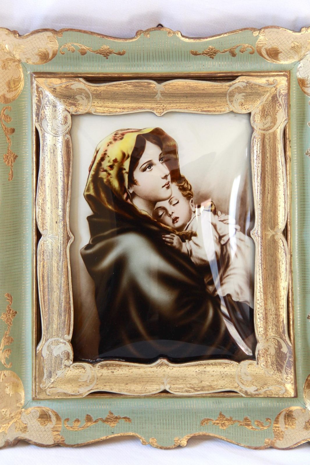 Madonna Del Riposo, Antique Maternity Painting, Italy, 1940s photo furniture