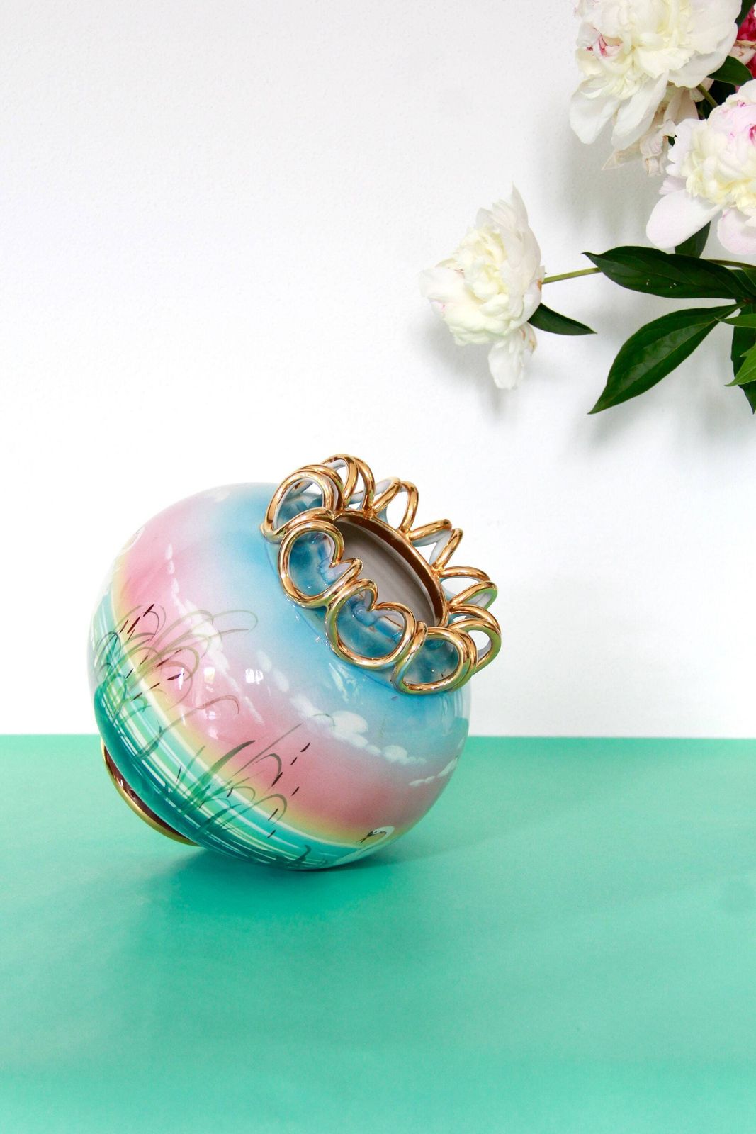 Cigno, Antique Art Deco Ceramic Vase, Italy, 1940s photo furniture
