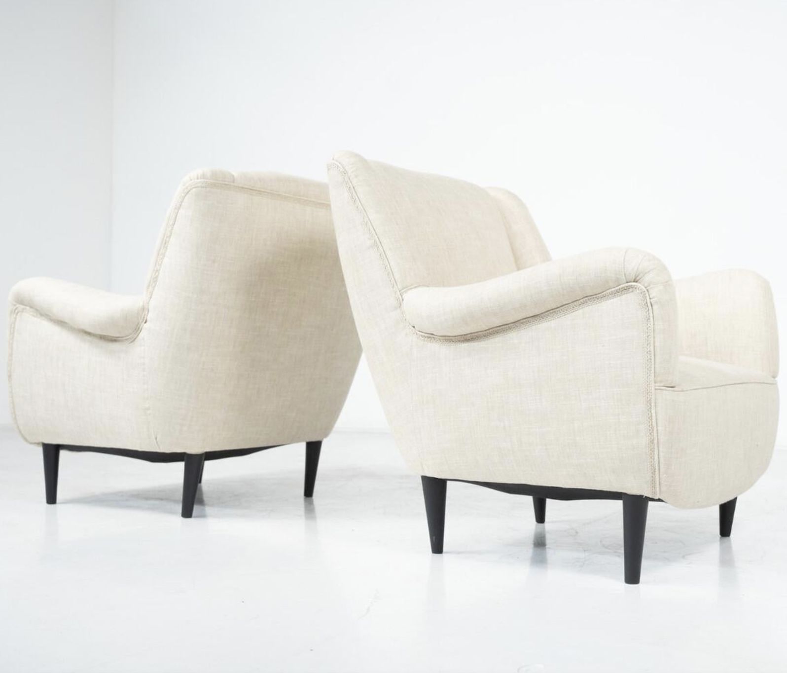 photo for sale Pair Of Mid Century Italian Armchairs, Italy, 1960s – New Upholstery