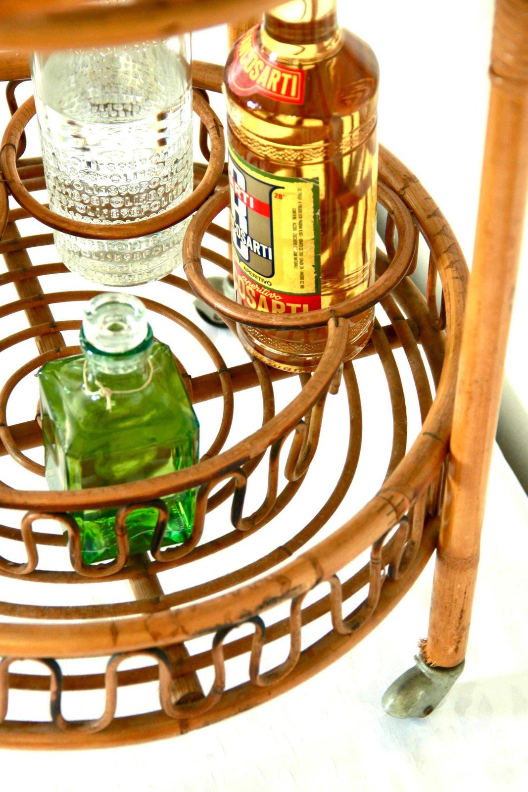 Carrello, Vintage Bamboo And Wicker Bar Cart / Trolley , Italy, 1970s photo 487.0