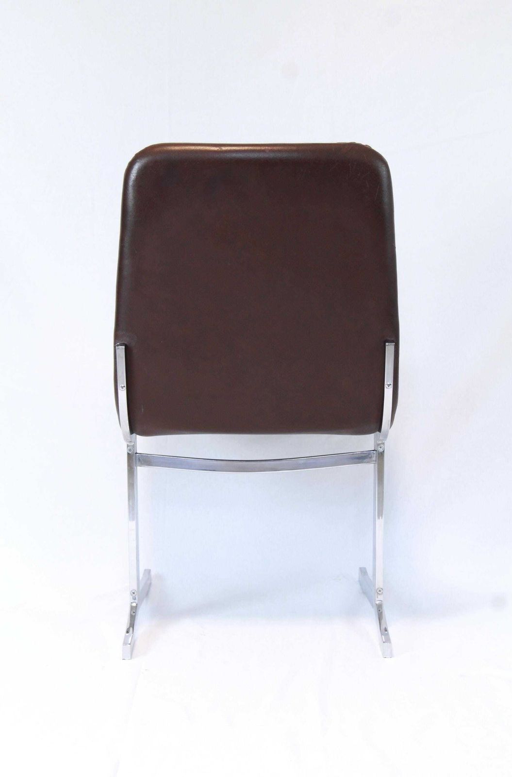 Arturo E Lino, Vintage Space Age Leather And Chrome Chairs, Set Of 2, Italy, 1970s photo 686.0