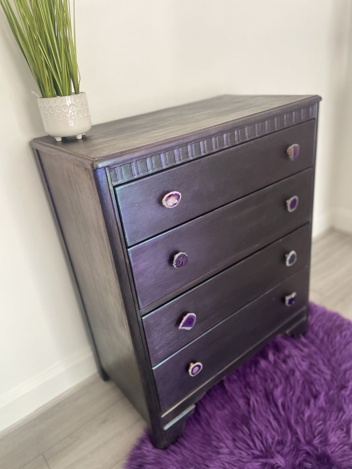 photo buy Vintage Harris Lebus, Chest Of Drawers ,Black And Metallics Finish