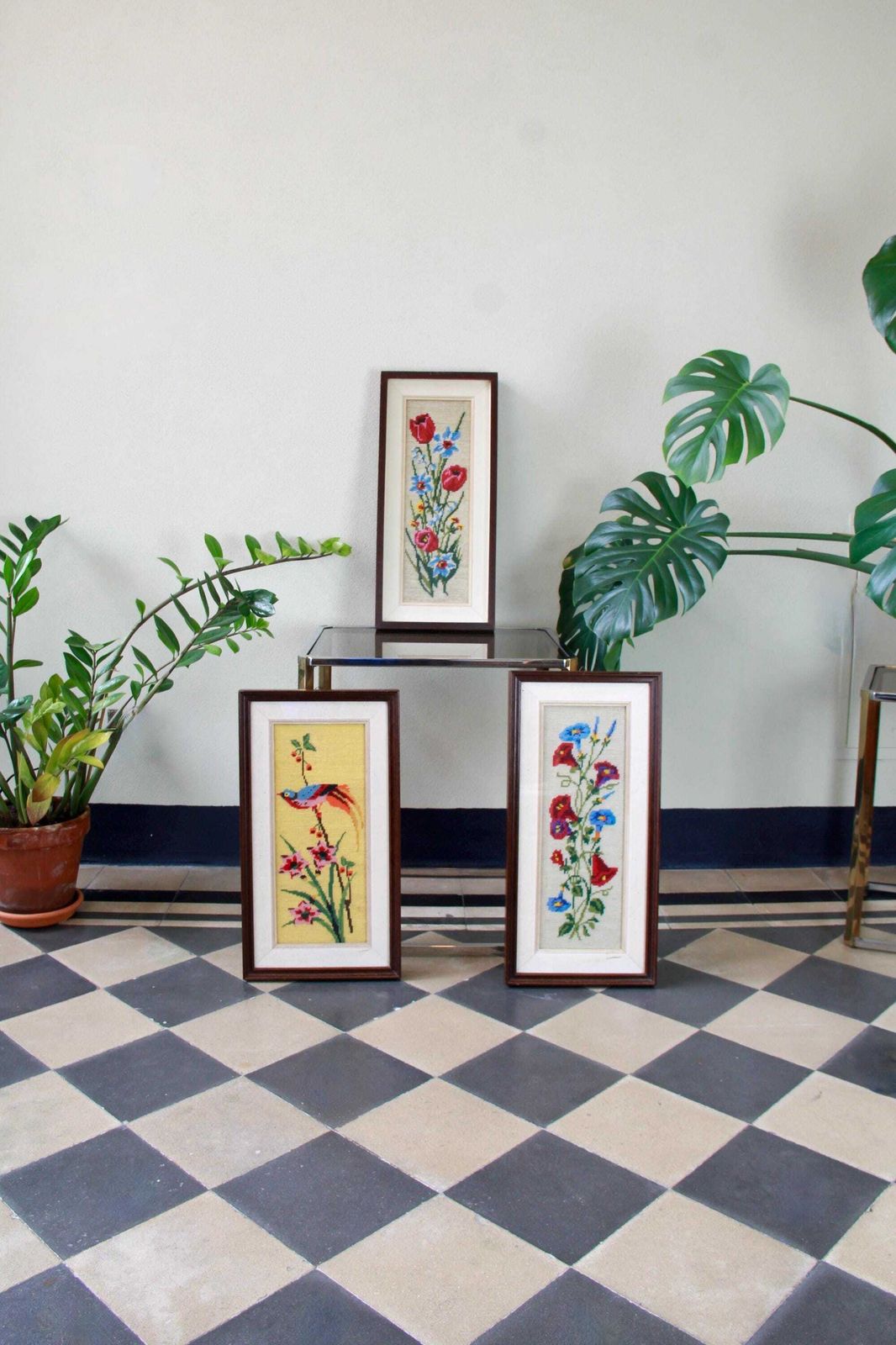 Quadretto, Vintage Half Cross Stitch Painting / Wall Decor, Italy, 1970s photo vintage