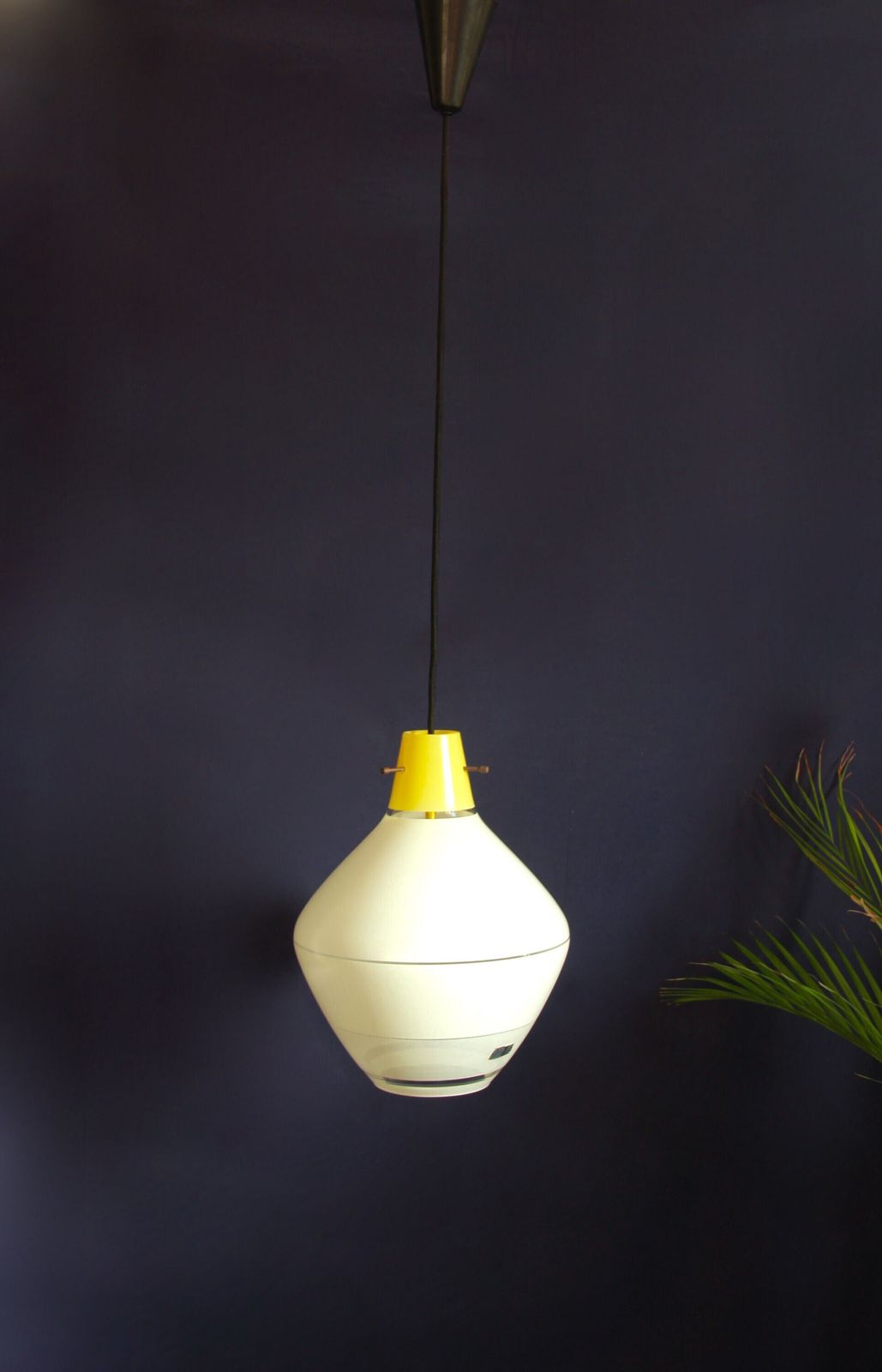 Gialla, Mid Century Murano Ceiling Lamp / Pendant, Italy 1950s photo for sale