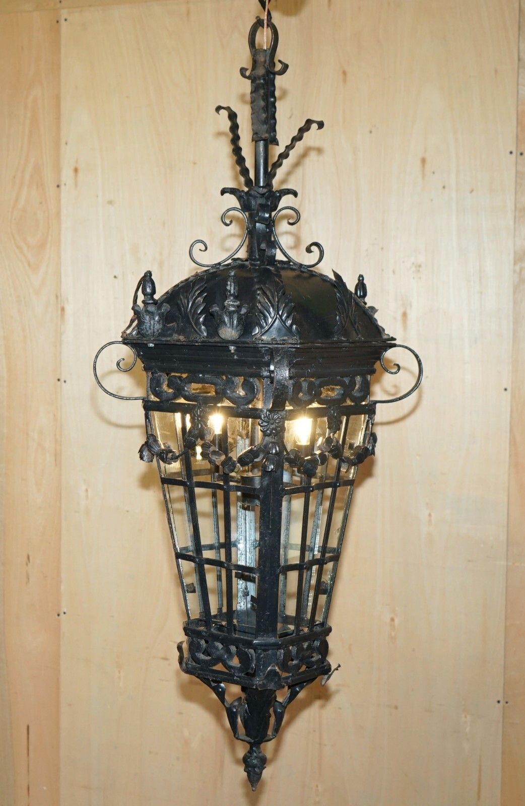 Fine Pair Of Extra Large 20th Century French Parisian Art Deco Hanging Lanterns photo furniture