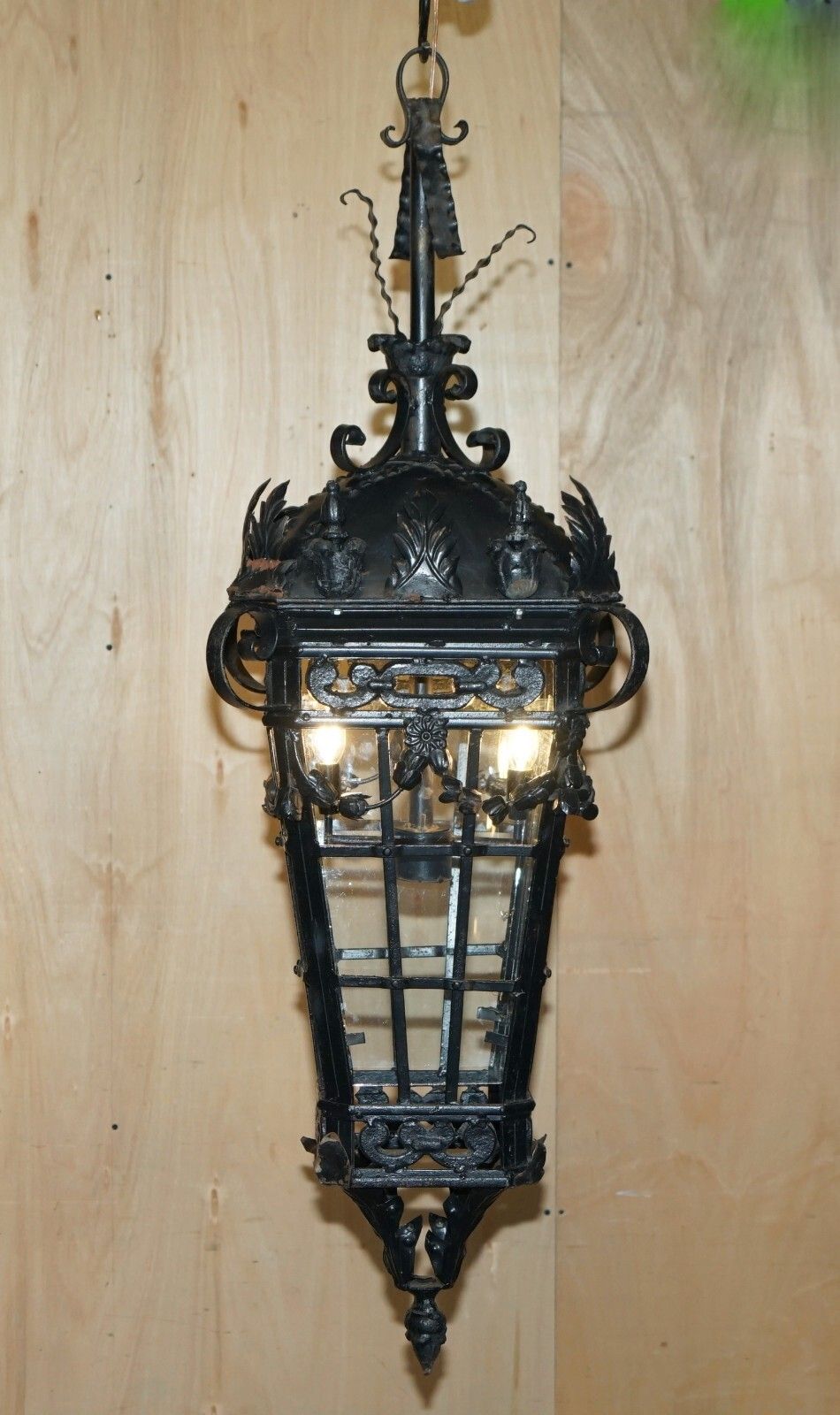 Fine Pair Of Extra Large 20th Century French Parisian Art Deco Hanging Lanterns photo for sale