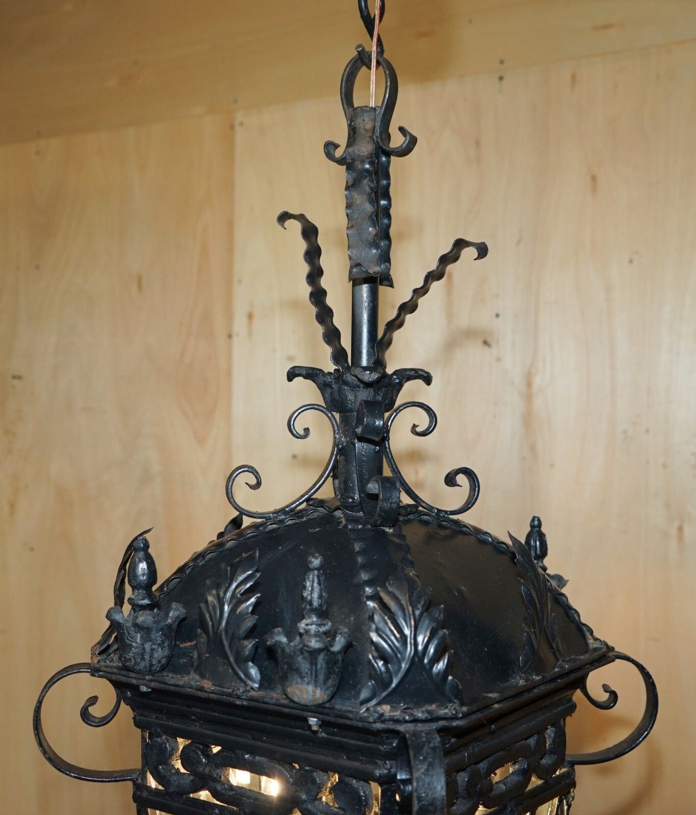 Fine Pair Of Extra Large 20th Century French Parisian Art Deco Hanging Lanterns photo Lighting