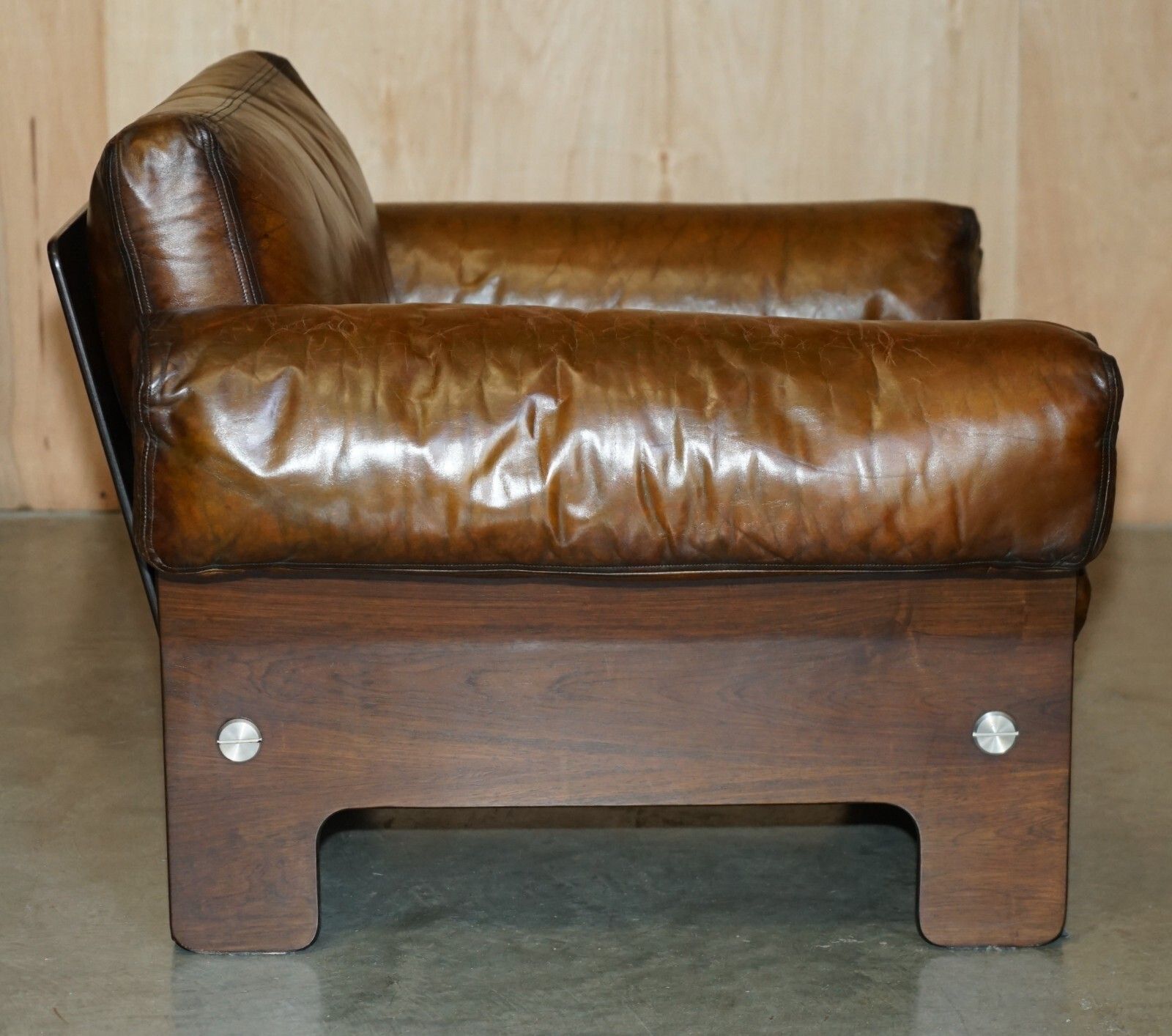 Sigurd Ressell For Vatne Mobler Rosewood Brown Leather Sofa Armchair Table Suite photo vinterior
