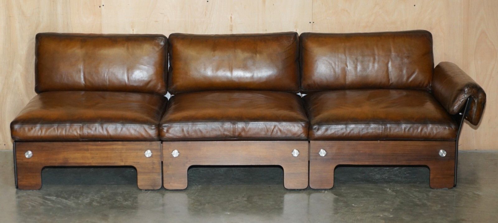 photo vinterior Sigurd Ressell For Vatne Mobler Rosewood Brown Leather Sofa Armchair Table Suite