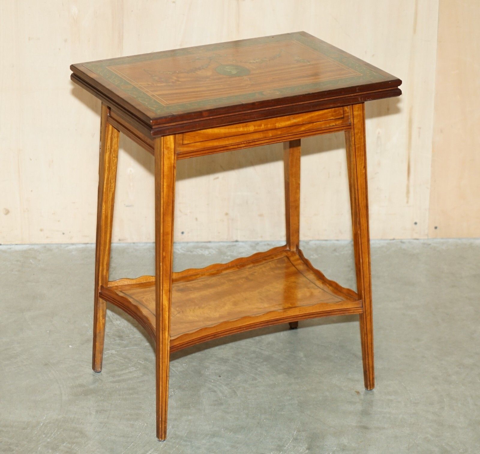 Editors Choice Antique Howard & Son's Sheraton Revival Games Cards Side Table photo for sale